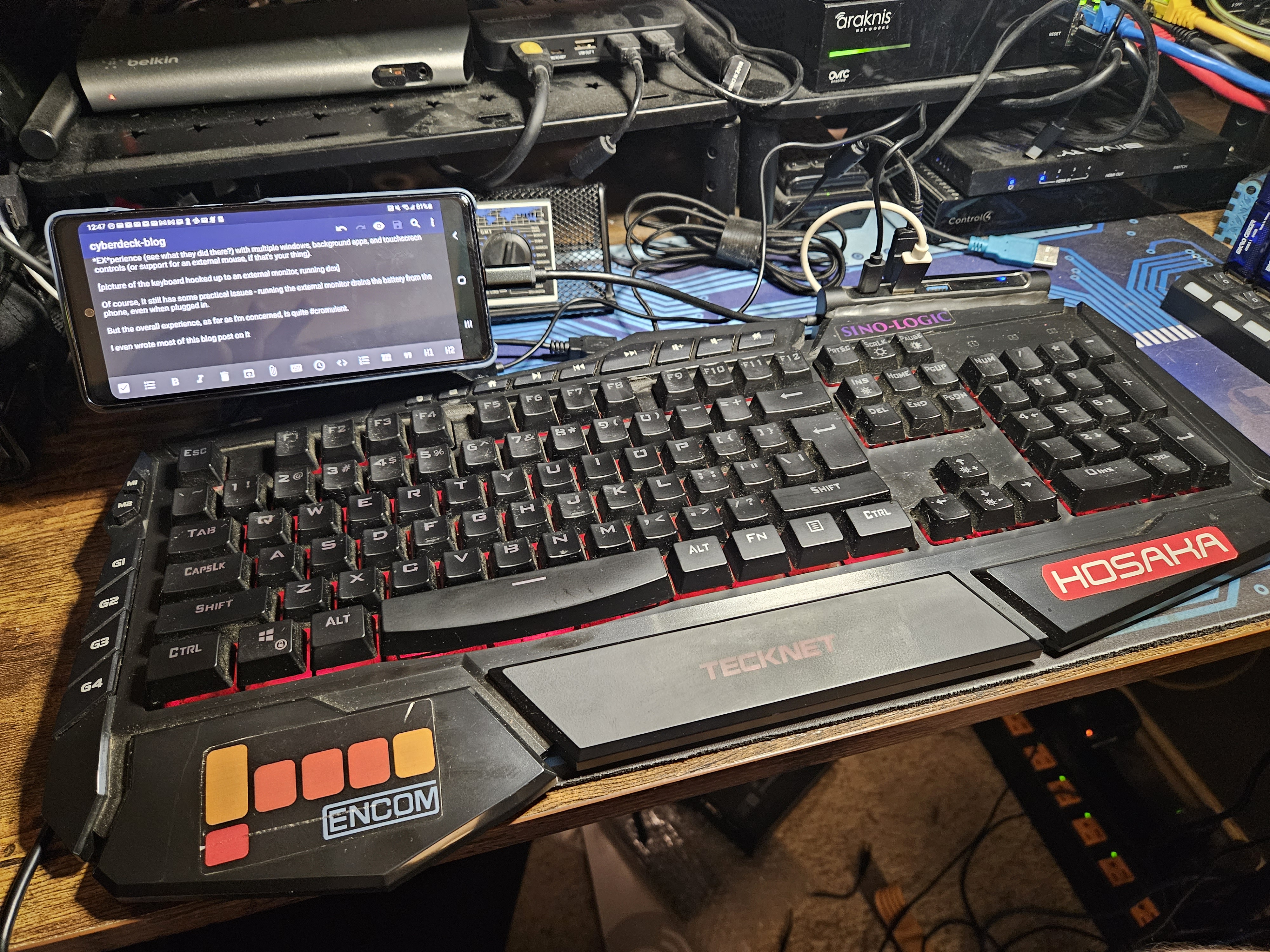 Writing Markdown on the cyberdeck.