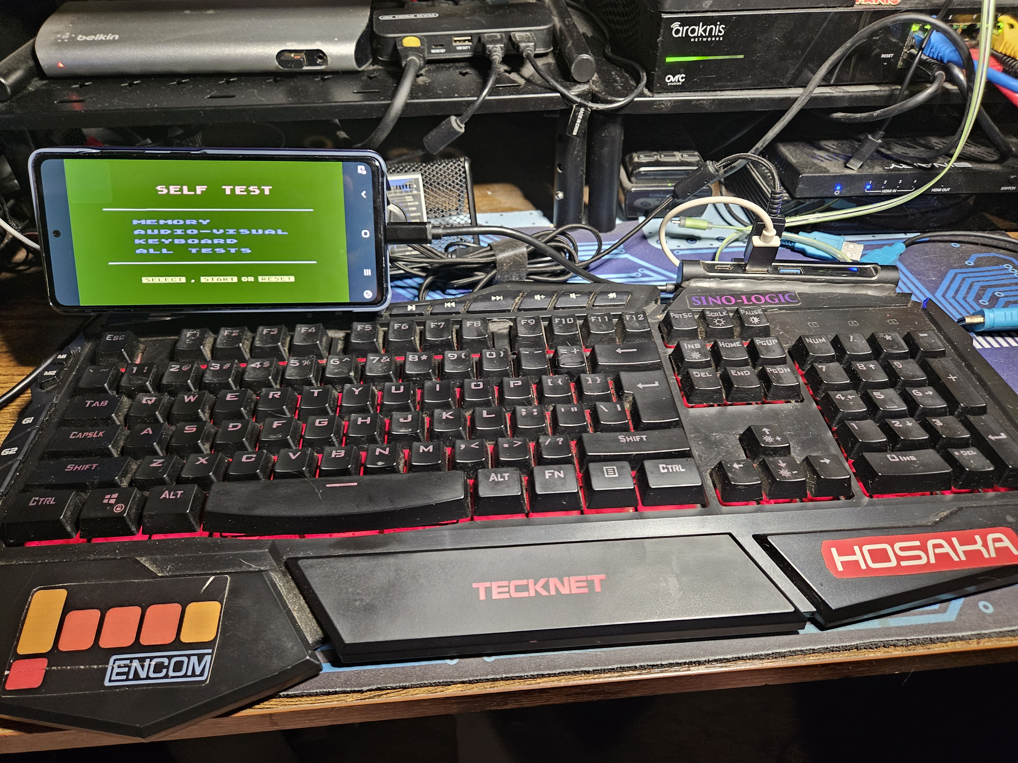 The cyberdeck running in self-test mode.